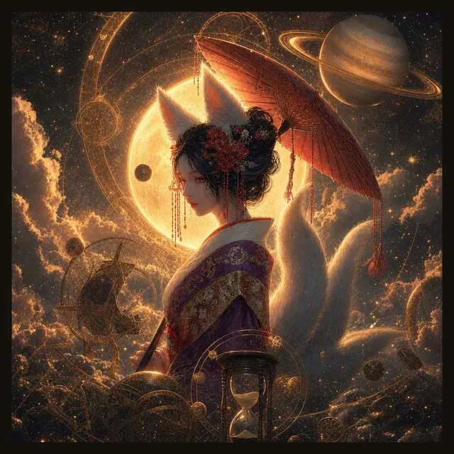 Warm celestial artwork showing a harmonious astrological aspect